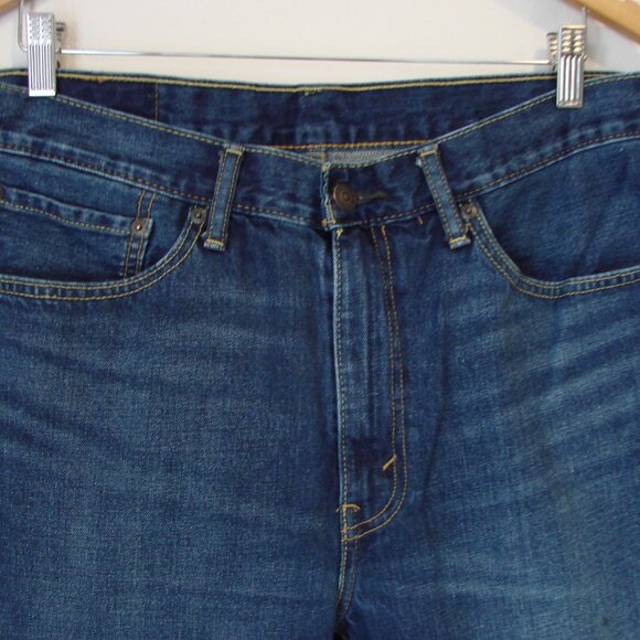 Levi's 505 Denim Jean Shorts Jorts Dark Wash Bermuda Size 34 - Picture 2 of 12